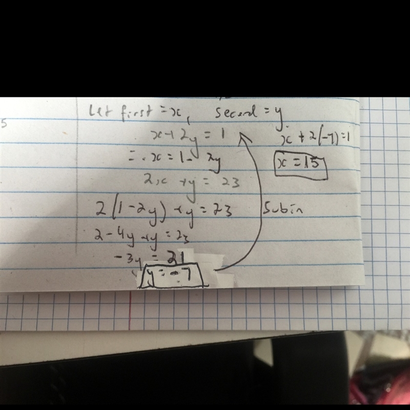 A first number plus twice a second number is 1. Twice the first number plus the second-example-1