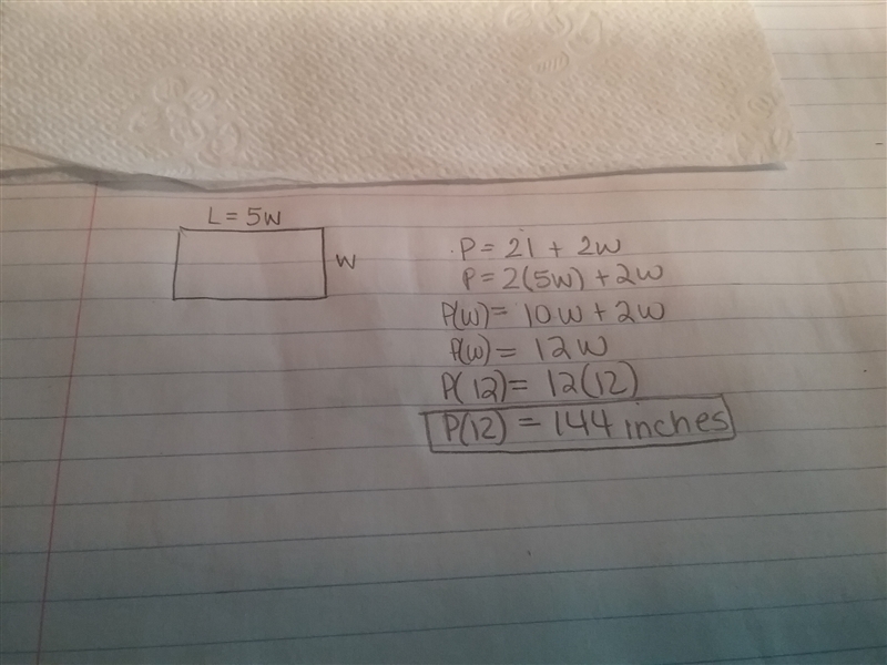 The length of a rectangle is 5 times the width. What is the perimeter of the rectangle-example-1