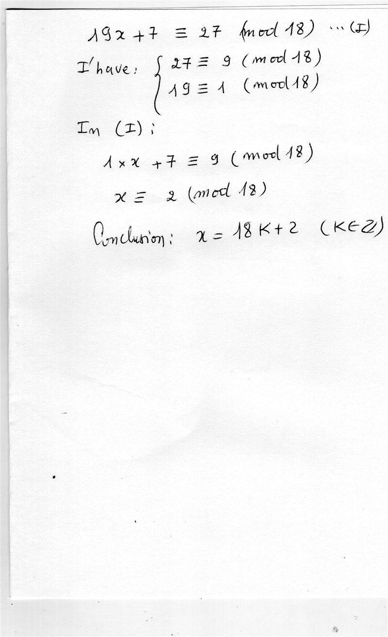 19x+7 is congruence to 27 (mod 18)-example-1