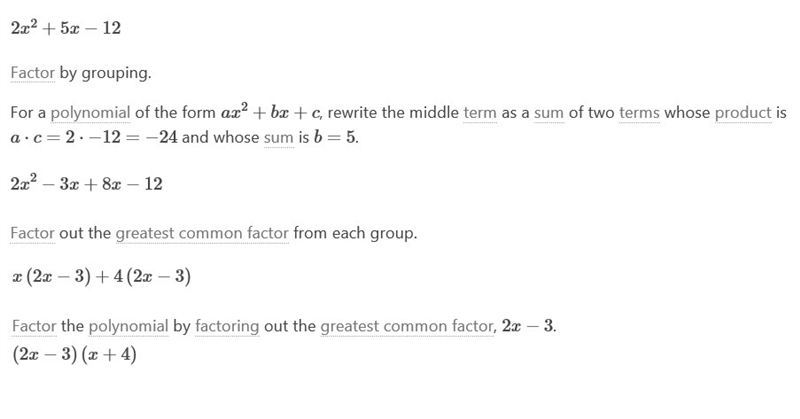 Factor the expression completely: 2x² + 5x - 12-example-1