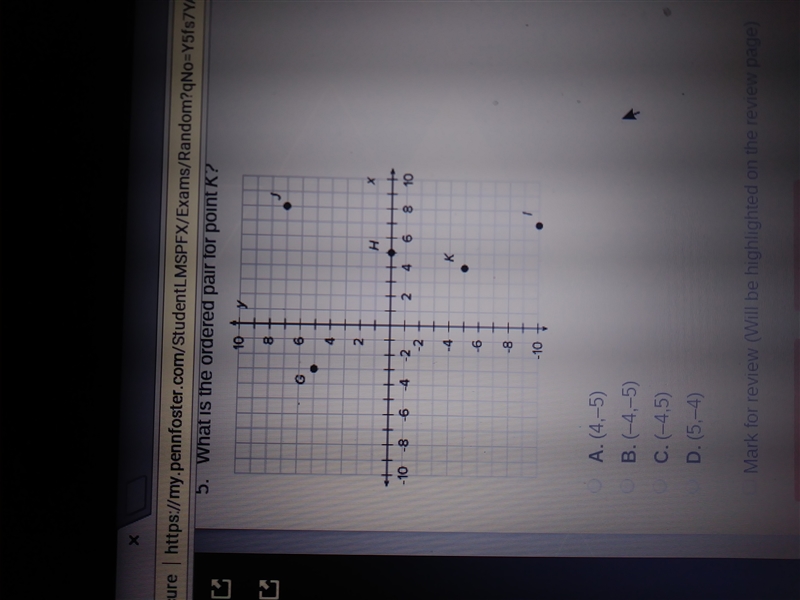 What is the ordered pair for point K-example-1