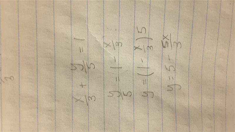 X/3+y/5=1 Solve for y.Please show work so I can understand how to solve.-example-1