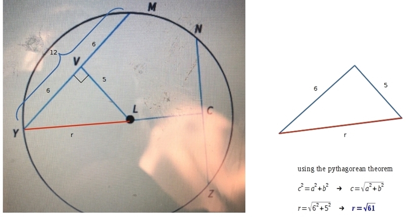 suppose that YM has a length 12 in. and its distance from point L is 5in. find the-example-1