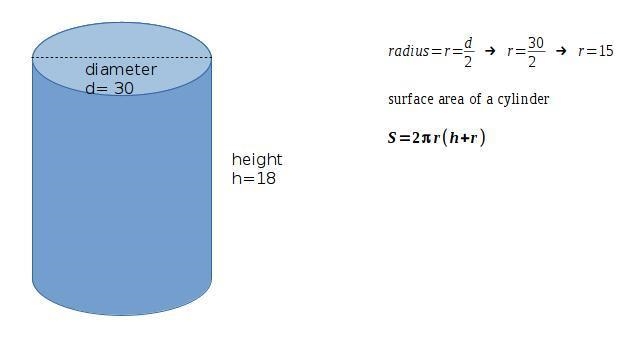 A steel water tank is a cylinder with a diameter of 30 ft and a height of 18 ft. How-example-1