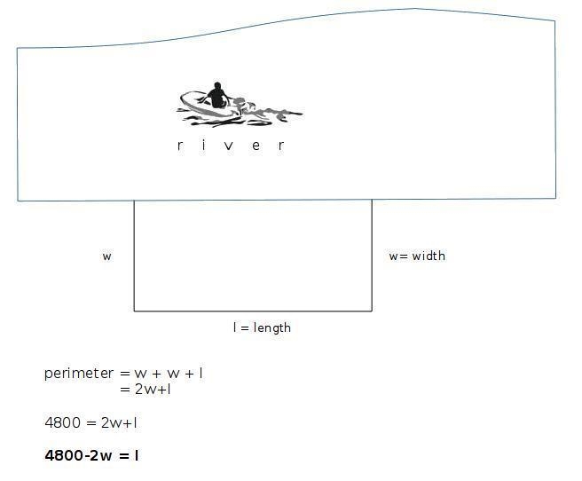 A farmer wants to enclose a rectangular field along a river on three sides. If 4,800 feet-example-1