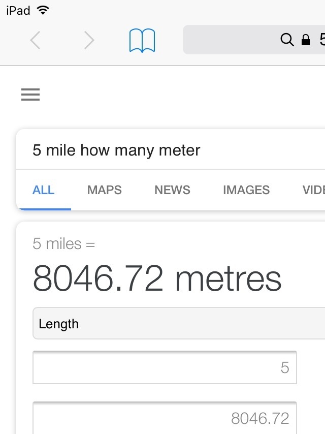 1 mile = 5,280 feet 1 foot = .3048 meters Convert 5 miles to meters (round to the-example-1