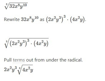 Which expression is equivalent to 3√32x^8y^10?-example-1