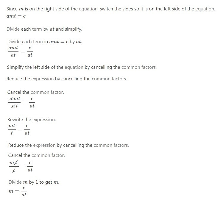 Solve for m in the equation c=amt-example-1