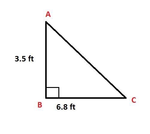 A rope is attached to a tent pole at a height of 3.5 feet above the ground. The rope-example-1