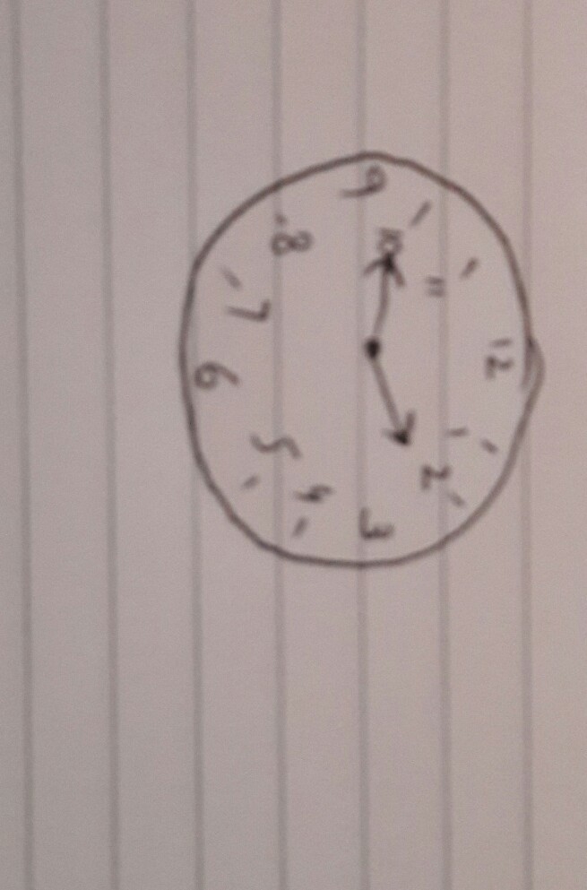 Draw a clock showing 2:50. Explain how you know where the clock hands point-example-1