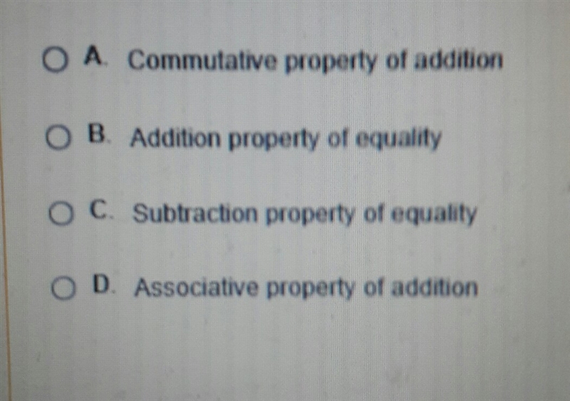 to solve x+11=23,Jasmine subtracted 11 from both sides of the equation. which property-example-1