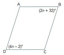 Figure ABCD is a parallelogram. What is the value of n? 3 5 17 25-example-1