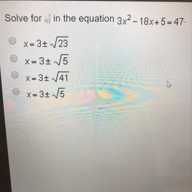 Solve for the equation 3x^2-18+5=47-example-1