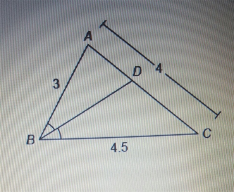 In the figure, Line BD bisecte angle ABC. what is the length of line DC-example-1