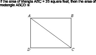 If the area of triangle ABC= 25 square feet, then the area of the rectangle ABCD is-example-1