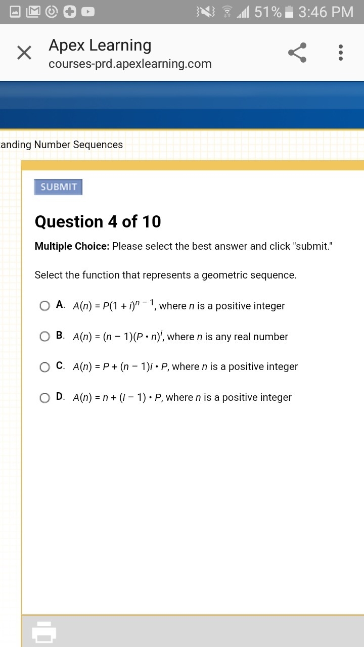 Select the function that represents a geometric sequence?-example-1