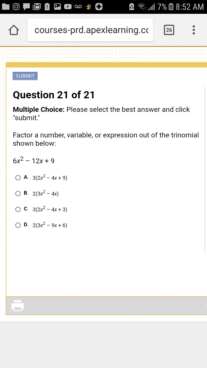 Factor a number, variable, or expression out of the trinomal shown below-example-1