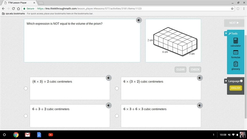 HELP??? Which expression is NOT equal to the volume of the prism?-example-1