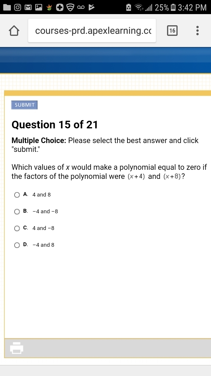 Which values of x would make a polynomial equal to zero......-example-1