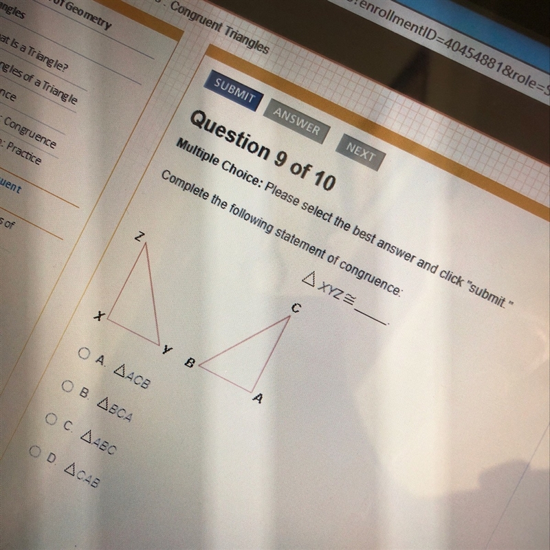 Complete the following statement of congruence:-example-1