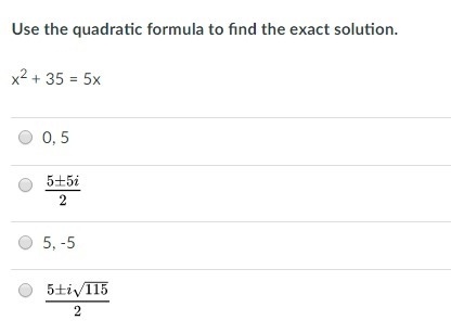 Use the quadratic formula to find the exact solution.-example-1