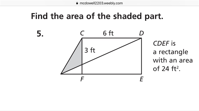 Find the area of the shaded part. Rectangle CDEF has an area of 24^2.-example-1