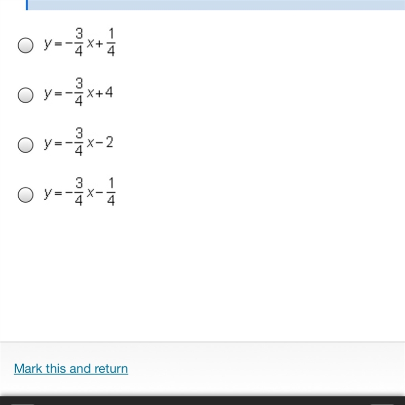 A line has a slope of mc013-1.jpg and passes through the point (–5, 4). Which is the-example-1