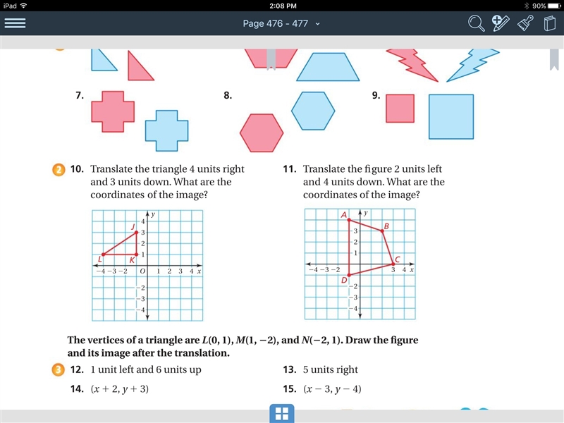 How do you translate the shape for 11 and 12?-example-1