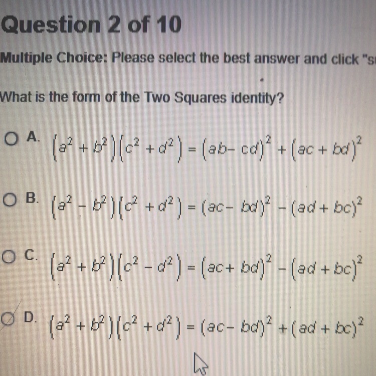 What is the form of the two squares identity?-example-1