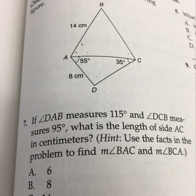 What is the length of side ac in cm-example-1