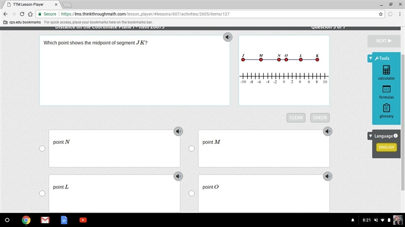 EASY 5 POINTS!!! Which point shows the midpoint of segment JKJK?-example-1