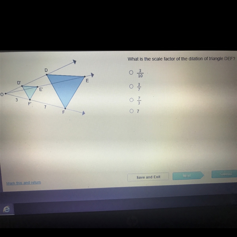 What is the scale factor of the dilation of triangle DEF?-example-1