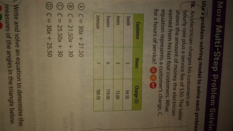 What equation represents a customers charge ,C, for x hours of service-example-1