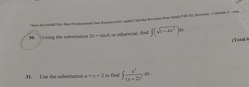 Integration: I need help with question 30. Please explain the steps, I need to understand-example-1