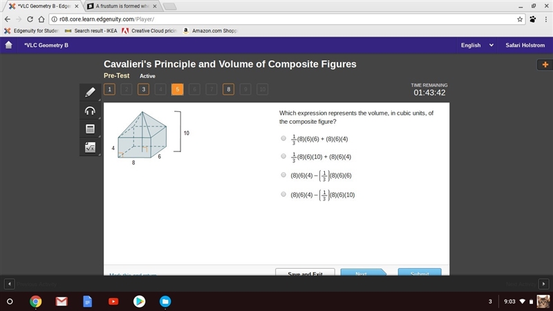 Which expression represents the volume, in cubic units, of the composite figure?-example-1