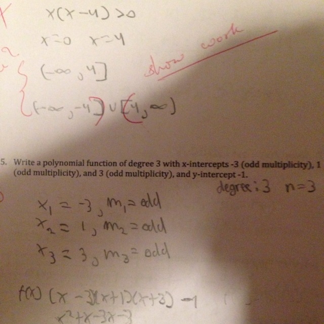 How can I write a polynomial equation with the x-intercepts -3,1,3 with all odd multiplicities-example-1