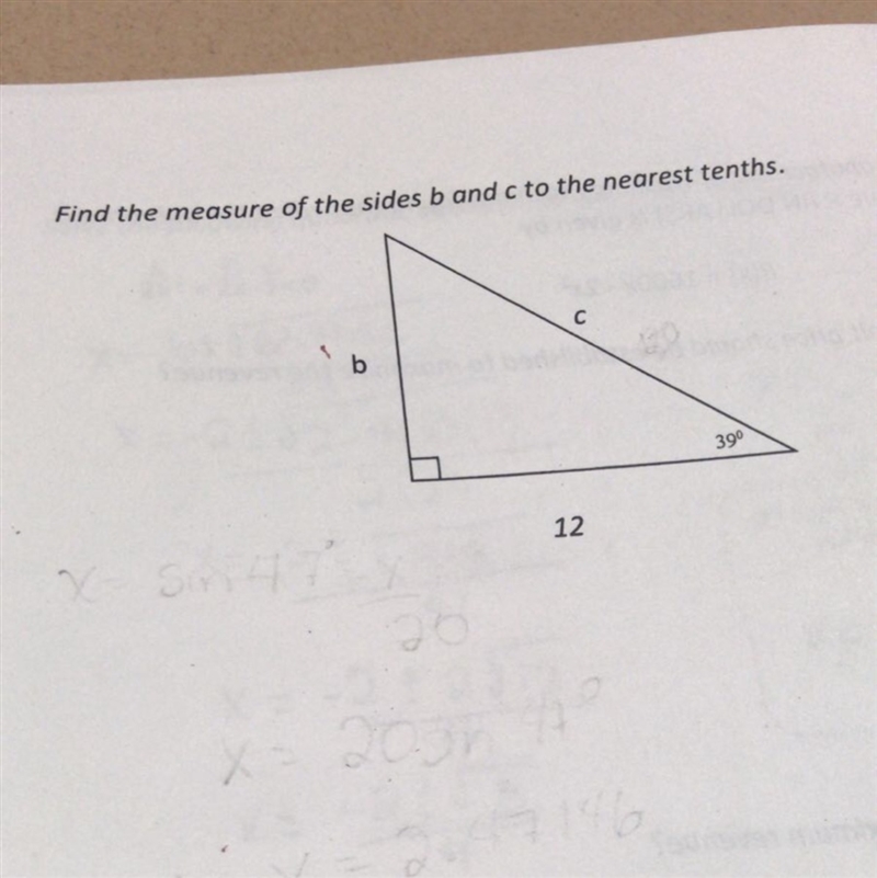 Find the measure of the sides b and c to the nearest tenths-example-1