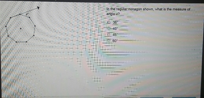 In the regual nonagon shown, what is the measure of angle x?-example-1