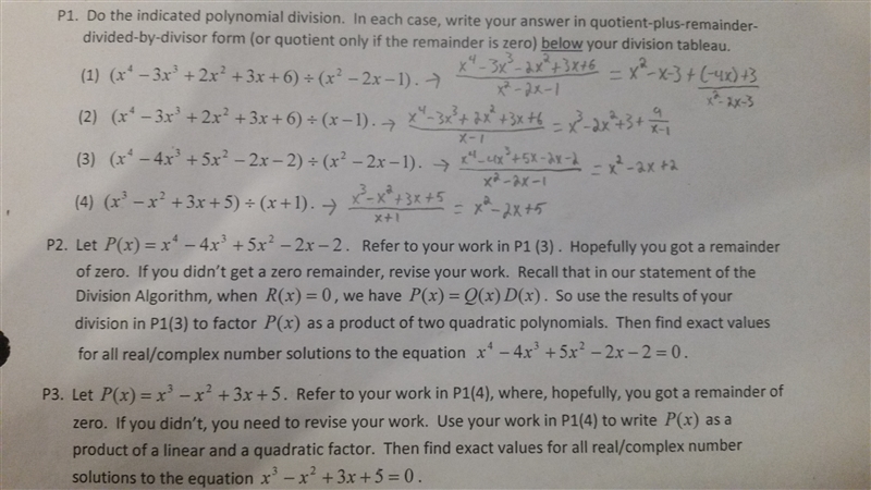 I wrote the solutions to the four P1. problems but I need help solving P2. and P3.-example-1