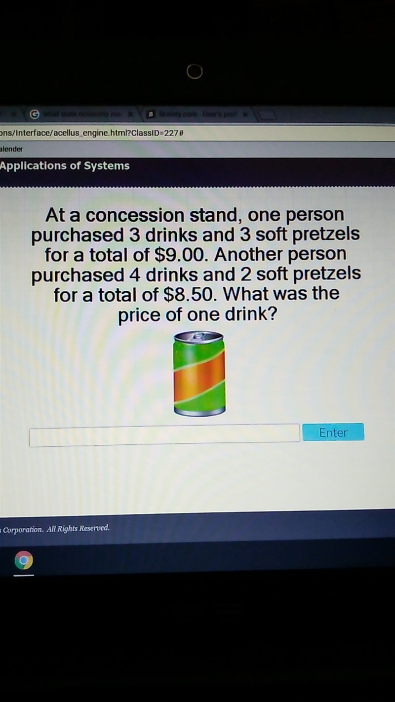 What was the price of one drink? And what was the price for one pretzel?-example-1