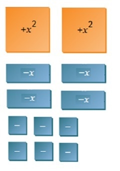 Which polynomial is represented by the algebra tiles? A. 2x2 – 4x – 6 B. 2x2 + 4x-example-1