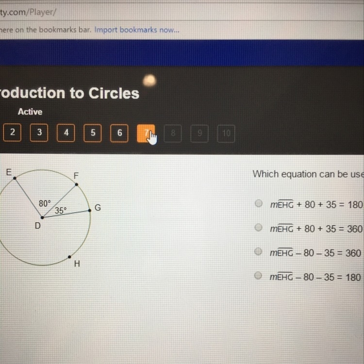 Which equation can be used to find the measure of EHG???? HELP ASAP PLZ-example-1