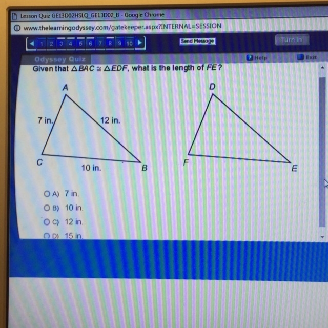 Given that triangle BAC is congruent to triangle EDF , what is the length of FE-example-1