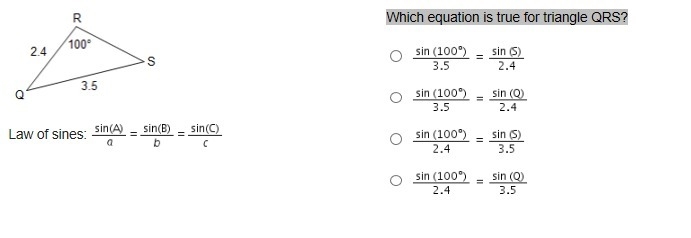 Which equation is true for triangle QRS?-example-1