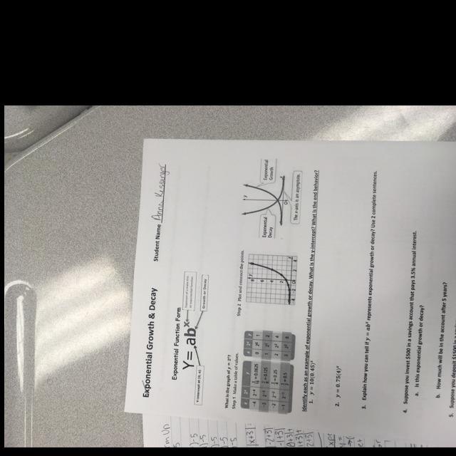 Identify each as an example of exponential growth or decay. What is the y-intercept-example-1