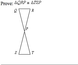 Write a paragraph proof. Given: Vertical isosceles triangles. RS bisects QT. prove-example-1