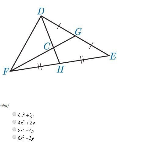 In the figure below c is the centroid of triangle def if GF=12x^2+6y which expression-example-1