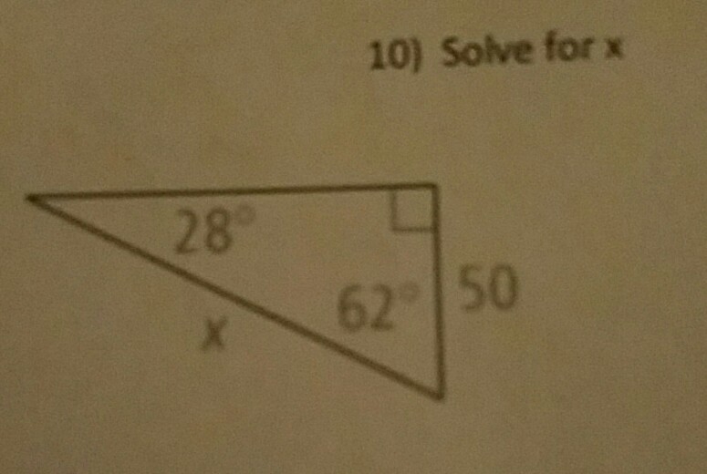 Solve for x using basic trigonometric ratios.-example-1