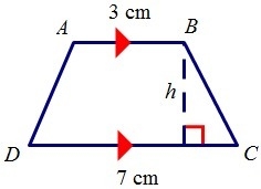 Quadrilateral ABCD is a trapezoid with an area of 20 cm². Find the height of the trapezoid-example-1