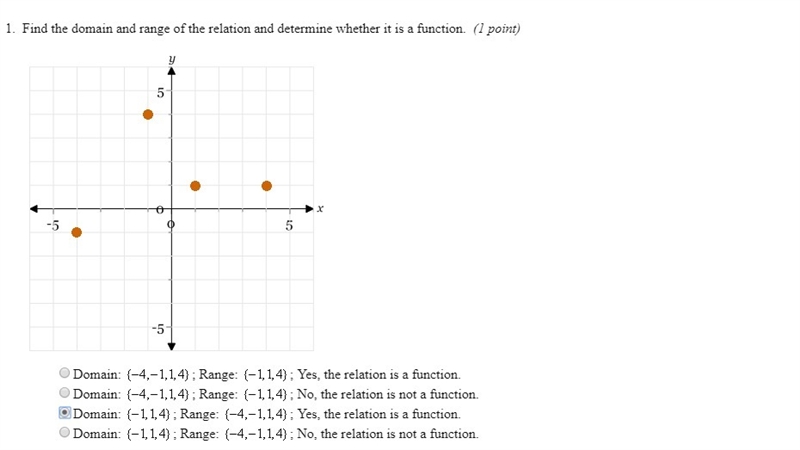 Find the domain and range of the relation and determine whether it is a function.-example-1